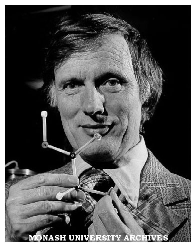 Professor Ron Brown with model of glycine molecule