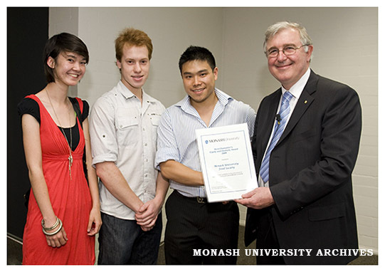 Vice-Chancellor Professor Ed Byrne with members of the Monash University Food Society team, winners of the Vice-Chancellor's Equity and Diversity Award