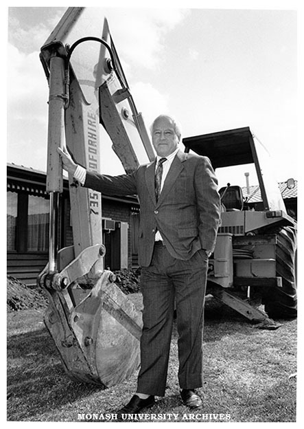Professor Neil Carson, head of the Department of Community Medicine, on site of the department's new extension in East Bentleigh