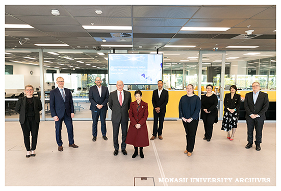 The Governor-General, His Excellency General the Honourable David Hurley AC DSC (Retd),visits to meet researchers responding to COVID-19; seen with researchers from Biomedicine Discovery Institute, in Biomedical Learning &amp; Teaching Building