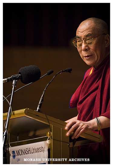 His Holiness the Dalai Lama speaking at an event hosted by the Castan Centre for Human Rights Law
