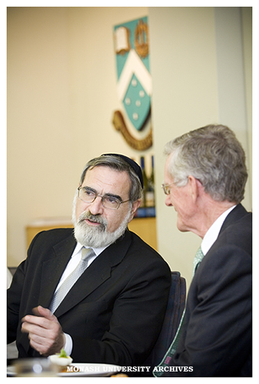 The Chief Rabbi of the Commonwealth, Sir Jonathan Sacks, with Chancellor Jerry Ellis