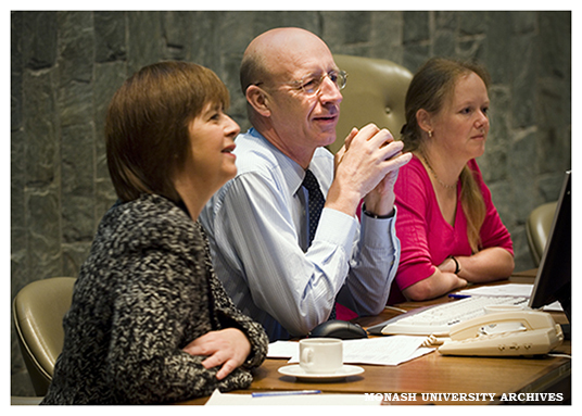 Professor Edwina Cornish, Dr Robin Jackson and Nicola Sainsbury at a briefing on the introduction of the Research Quality Framework