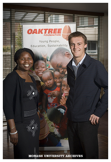 Nombuso Dimba with Hugh Evans of the Oaktree Foundation