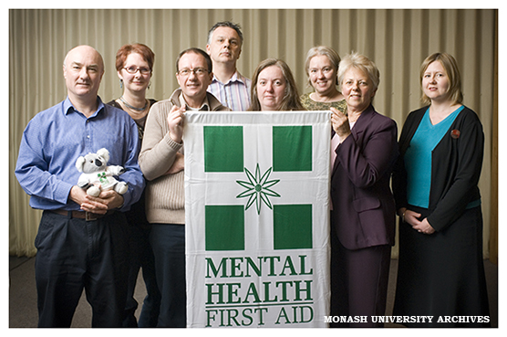 Participants in the Mental Health First Aid training course with Ms Betty Kitchener who developed the program (third from right)