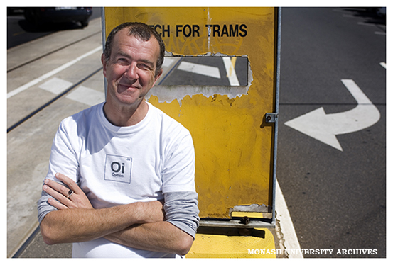 Mark McDean, Faculty of Art and Design, designed panels for Melbourne's trams as part of the Midsumma Festival's Visual Arts Program.