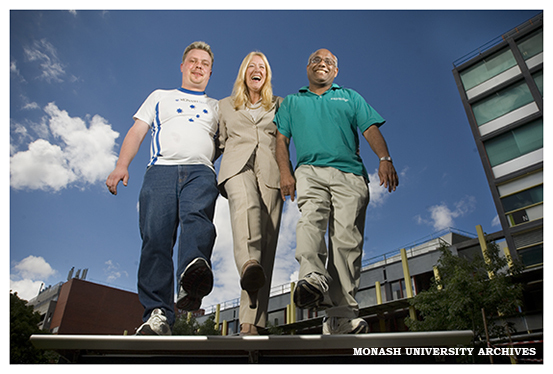 Peter Lausch, Jill Grogan and Dr Bala Balachandran, some of the winning team members of the Global Corporate Challenge, an international walking race.