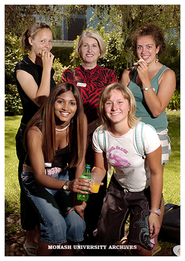 Engineering students Kate Ayre, Nicole Macdonald, Soma Bharatiya and Katie Wittman with Engineering faculty academic advisor Ms Margaret Evans (centre)