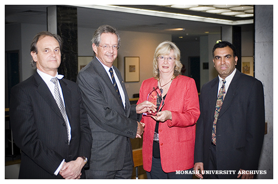 Vice Chancellor Prof Richard Larkins presented with a plaque by Prof Michael Georgeff, Jan Miller and Dr Iqbal Gondal for sponsorship of the 6th Annual Thai Computer Science Linkage Workshop hosted by King Mongkut's Institute of Technology