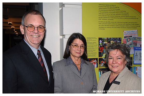 Krongold Centre director Professor Dennis Moore, Professor Luanna Meyer of Victoria University in New Zealand, and Education faculty dean, Professor Sue Willis.