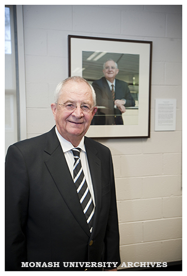 Peter Wade at the opening of the Peter Wade Meeting Room in building 3B, Clayton Campus