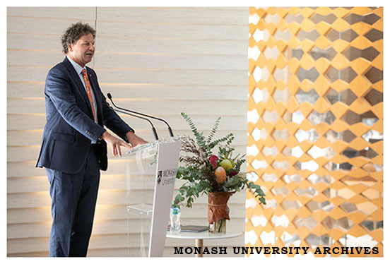 Chancellor Simon McKeon at the opening of the Chancellery Building, Clayton campus