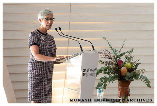 The Hon Linda Dessau at the opening of the Chancellery Building, Clayton campus