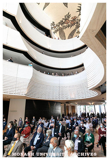 Guests at the opening of the Chancellery Building, Clayton Campus
