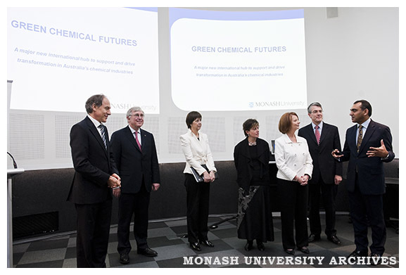 Deputy Prime Minister Julia Gillard visits Clayton campus to announce funding for the Green Chemicals Future facility