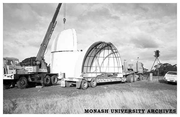 Transportation of Monash Observatory dome to Mt Burnett