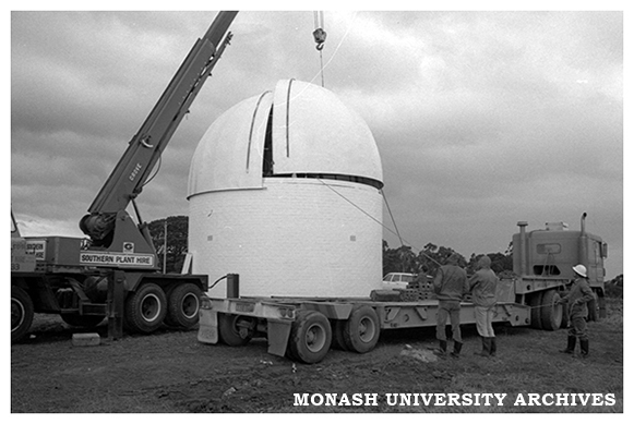 Installation of Monash Observatory dome at Mt Burnett