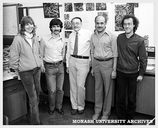 Christina Olsson, Dr Joe Palamara, Professor Bill Rachinger, Dr Prem Phakey and Jose Ferreira in the Physics Department