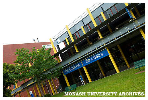 Building K, Caulfield campus - with The Gryph Inn bar &amp; bistro sign