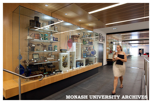 Historical pharmacy display at Parkville campus