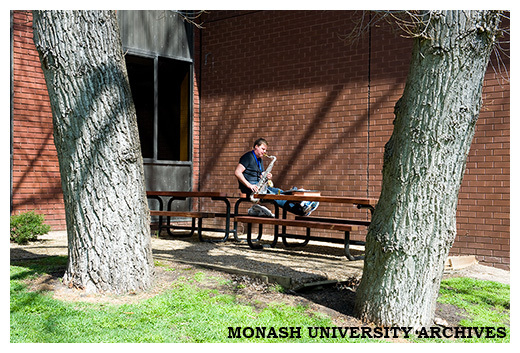 Saxophone player at Peninsula campus