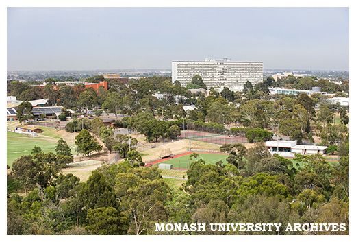 Raised view of Clayton campus from east side of campus