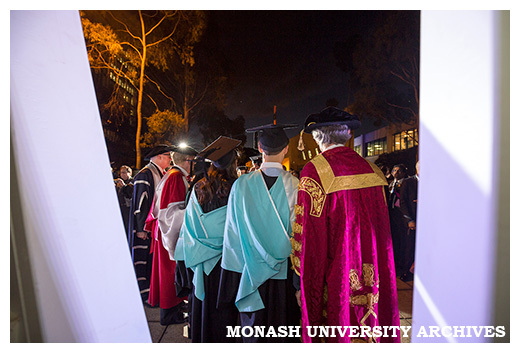 Law graduates with (from right to left) Chancellor Alan Finkel, honorary graduate Michael Kirby, and Dean of Law Bryan Horrigan