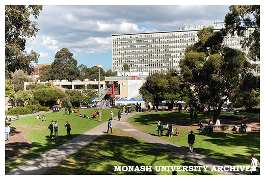 Lemon Scented Lawn looking towards Campus Centre and Menzies Building