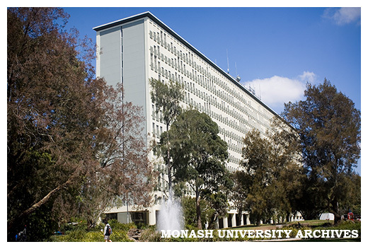 Menzies Building with water feature in foreground