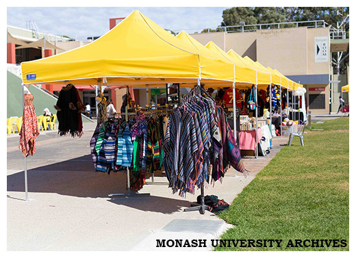 Market stalls at Clayton campus