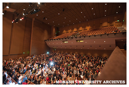 Guests at graduation ceremony, Robert Blackwood Hall