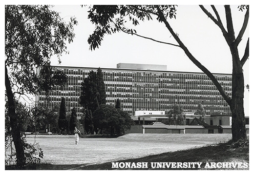 Looking south across grounds to Menzies building