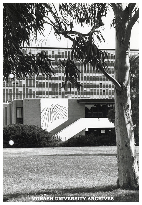 Campus Centre sundial with Menzies building in background