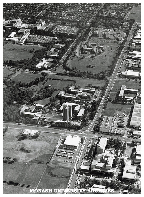 Aerial view of Halls of Residence and intersection of Blackburn Rd and Normanby Rd