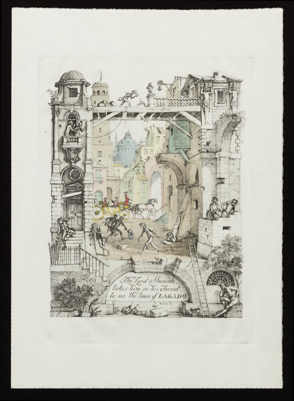 The Lord Munodi takes him in his chariot to see the town of Lagado