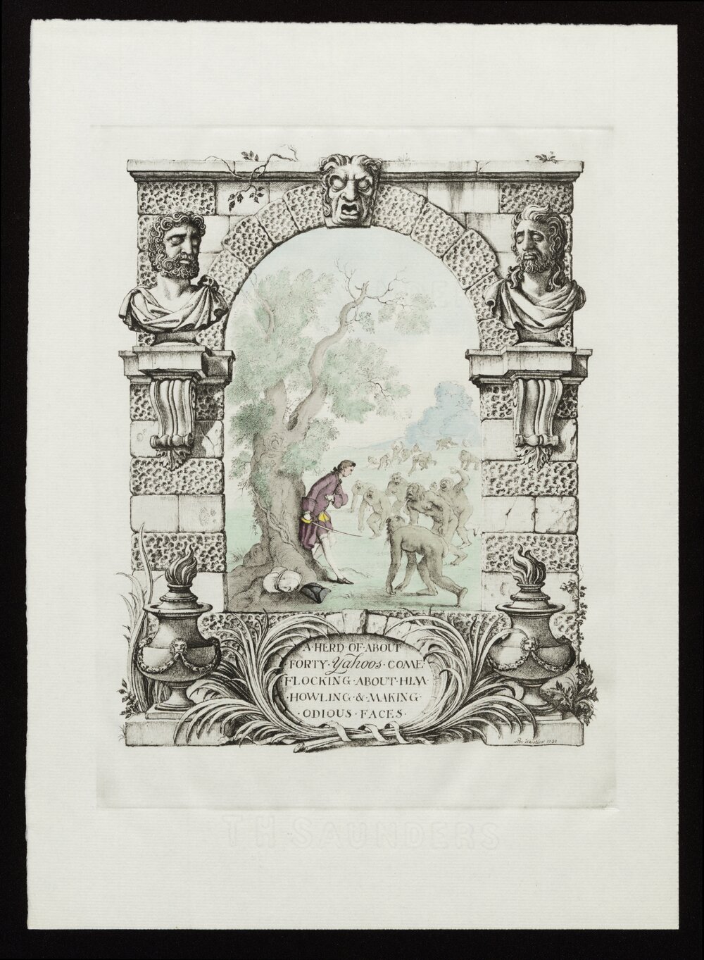 A herd of about forty Yahoos come flocking about him howling &amp; making odious faces