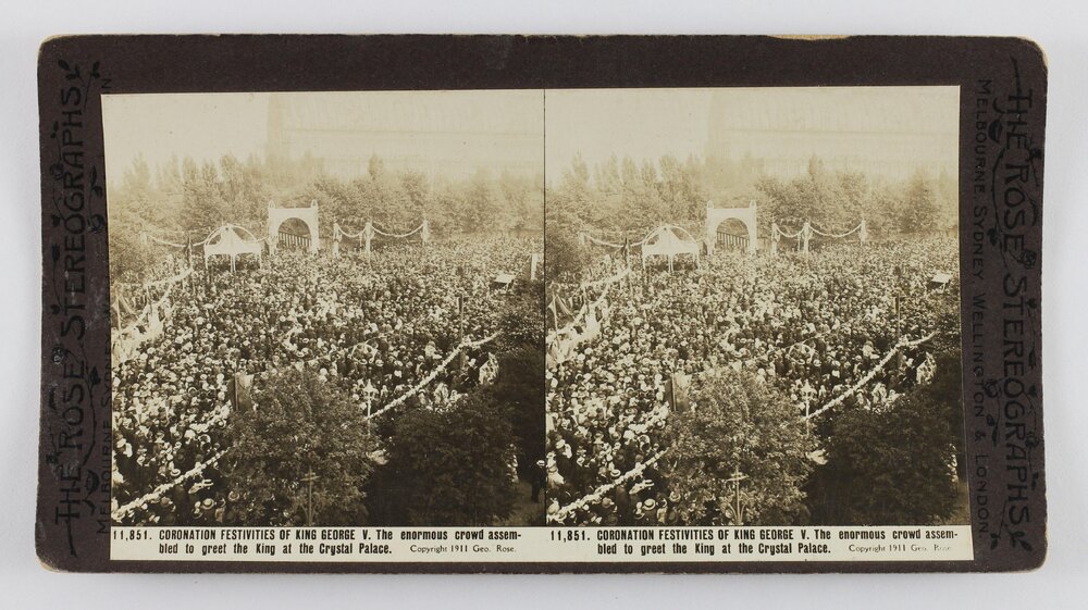 Coronation Festivities of King George V. The enormous crowd assembled to greet the King at the Crystal Palace