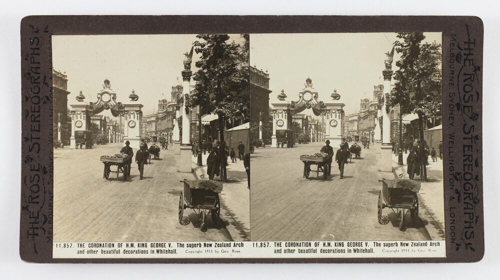 The Coronation of H.M King George V. The superb New Zealand Arch and other beautiful decorations in Whitehall