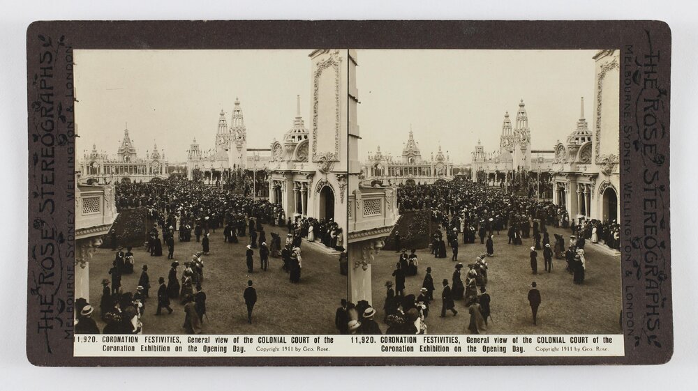 Coronation Festivities, General view of the colonial court of the coronation exhibition on the opening day