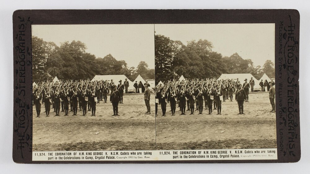 The coronation of H.M. King George V. N.S.W. Cadets who are taking part in the celebrations in camp, Crystal Palace