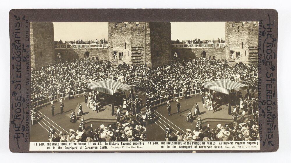 The Investiture of the Prince of Wales. An historic pageant superbly set in the courtyard of Carnavon Castle