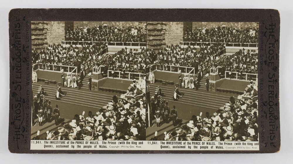 The Investiture of the Prince of Wales. The Prince (with the King and Queen), acclaimed by the people of Wales