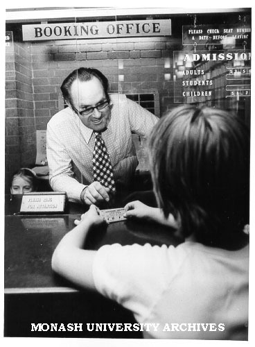 Alexander Theatre booking office with Manager Mr Phil A'Vard