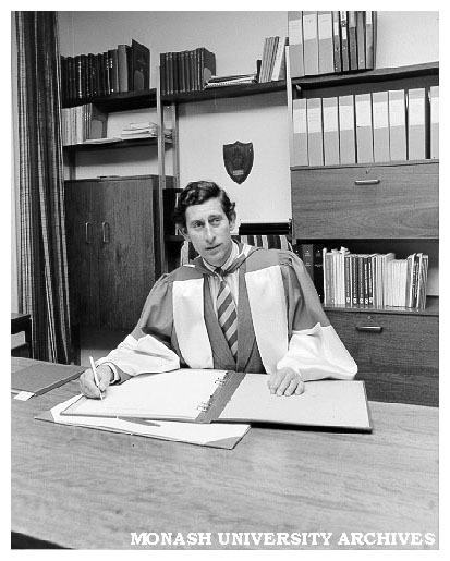 HRH Prince Charles signing graduate register