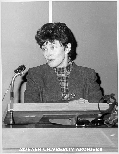 Senator Susan Ryan, Minister for Education and Youth Affairs, speaking at Staff Association forum