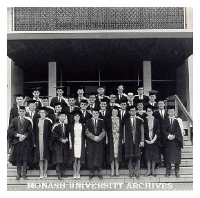 First MB BS graduates on steps of University Offices
