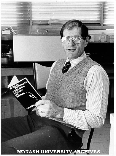 Dr Don Bowden with dictionary written to assist medical staff in Vanuatu