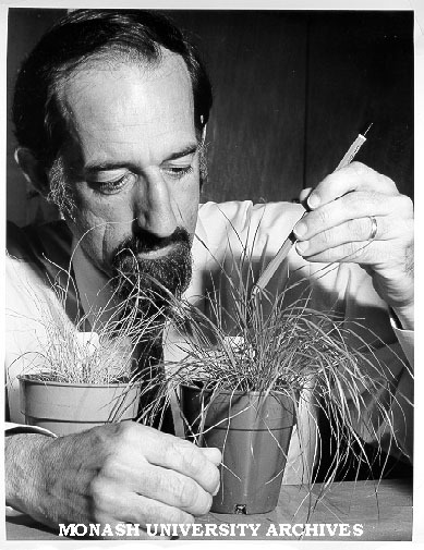 Dr Donald Gaff with 'drought proof' grasses