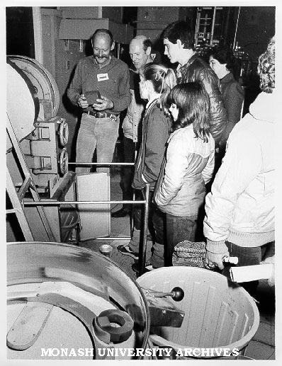 Technical Officer Peter Froud demonstrating Fred the Rock Eater for visitors