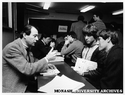 Dr Peter Uhlherr with Hastings High School students